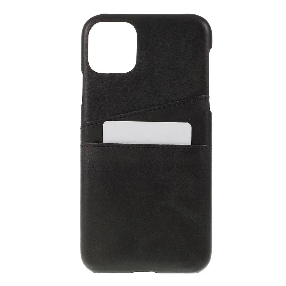 Double Card Slots PU Leather Coated PC Phone Shell for iPhone 11 Pro Max 6.5 inch (2019) - Black - 1