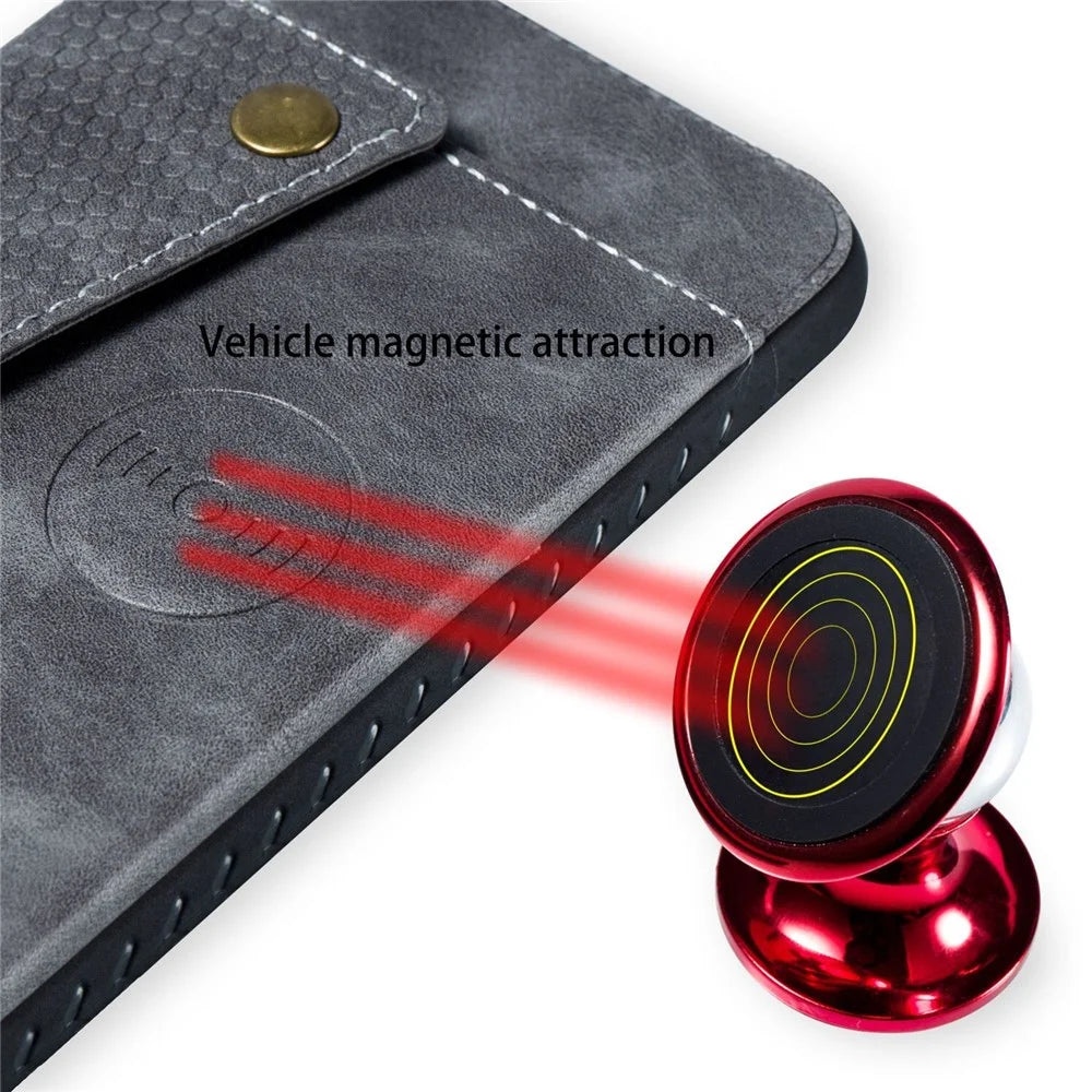 Kickstand Card Holder PU Leather Coated TPU Phone Shell Casing for iPhone X / XS 5.8 inch - Grey - 7