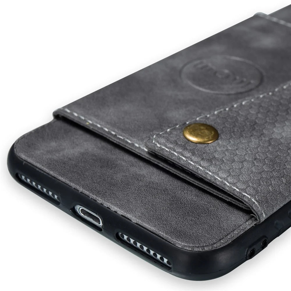 PU Leather Card Holder Magnetic Phone Case Cover for iPhone 8 Plus / 7 Plus 5.5 inch - Grey - 4