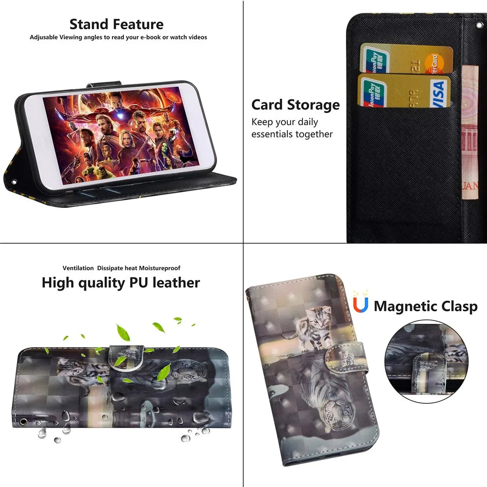 Light Spot Decor Patterned Leather Wallet Cell Phone Shell for iPhone 11 6.1 inch (2019) - Cat - 6