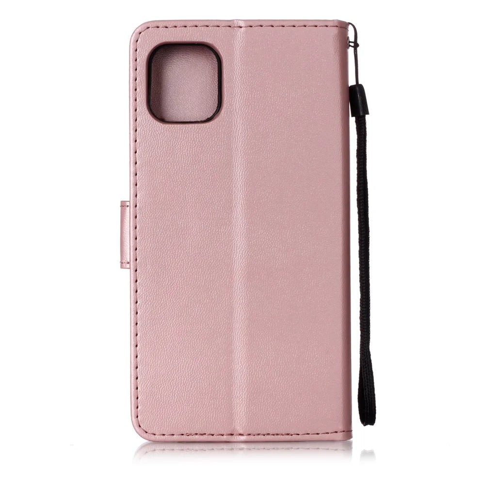 Solid Color Leather Wallet Stand Phone Case Cover for iPhone 11 6.1-inch (2019) - Rose Gold - 2