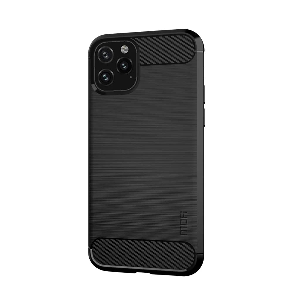 MOFI Carbon Fiber Texture Brushed TPU Soft Phone Back Case for iPhone 11 Pro Max 6.5 inch (2019) - Black - 2
