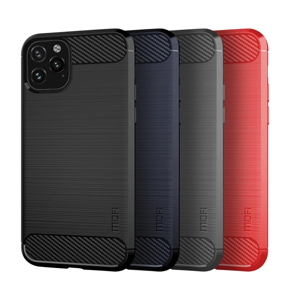 MOFI Carbon Fiber Texture Brushed TPU Soft Phone Back Case for iPhone 11 Pro Max 6.5 inch (2019) - Black - 3