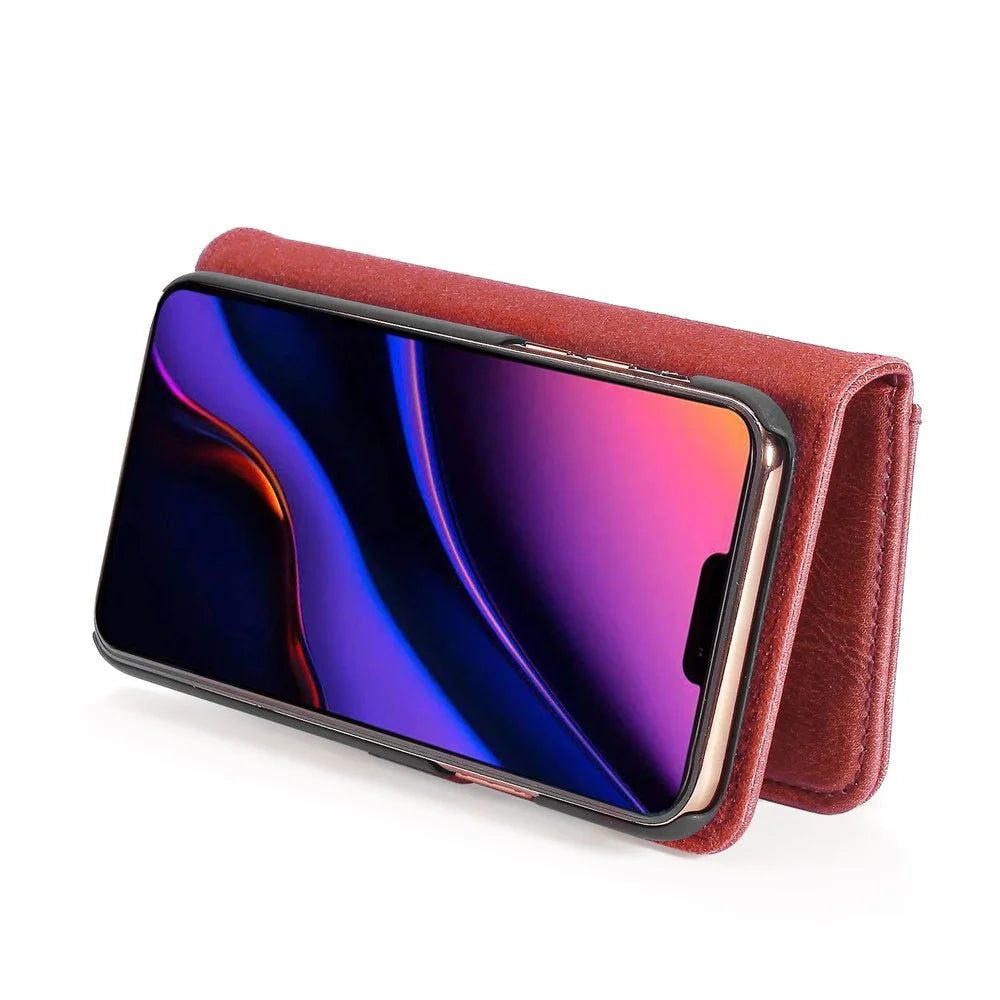 DG.MING For iPhone 11 Pro Max 6.5 inch (2019) Leather Case with Stand Covering - Wine Red - 7