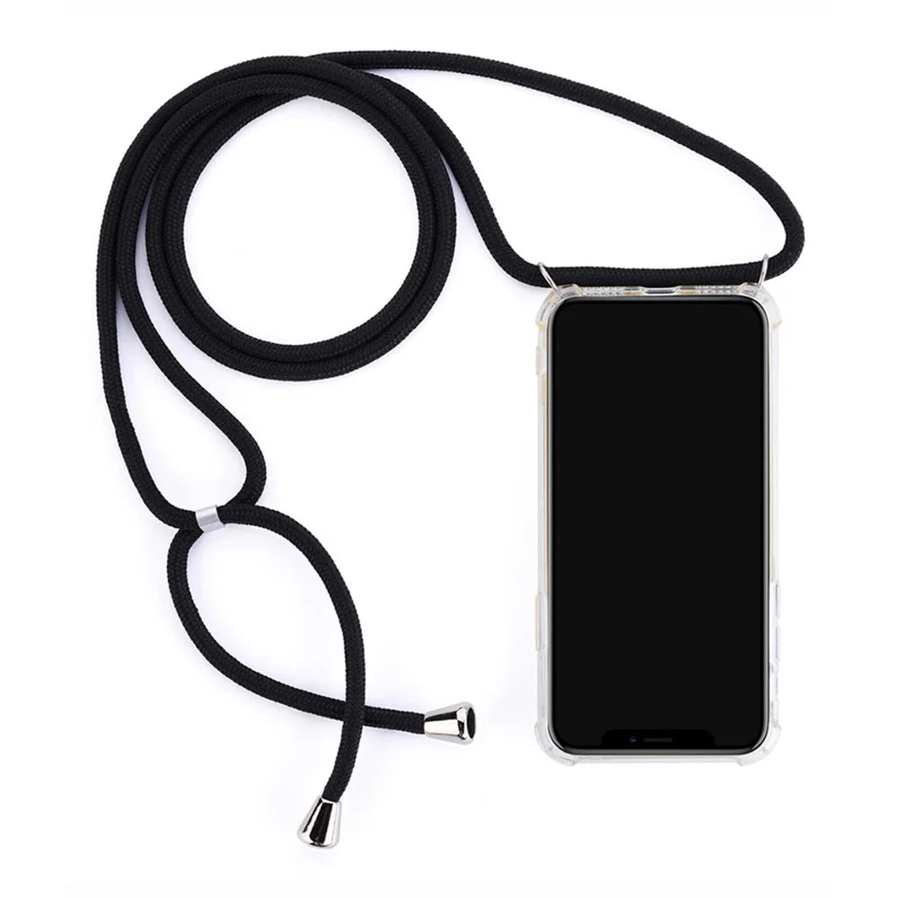 For iPhone X / XS 5.8 inch Glossy TPU+Acrylic withTextile Strap Anti-fall Casing - Black - 2