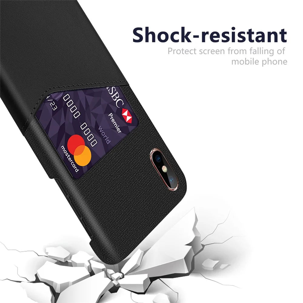 PC + PU + Cloth Hybrid Card Slot Phone Casing for iPhone X / XS 5.8 inch - Black - 4