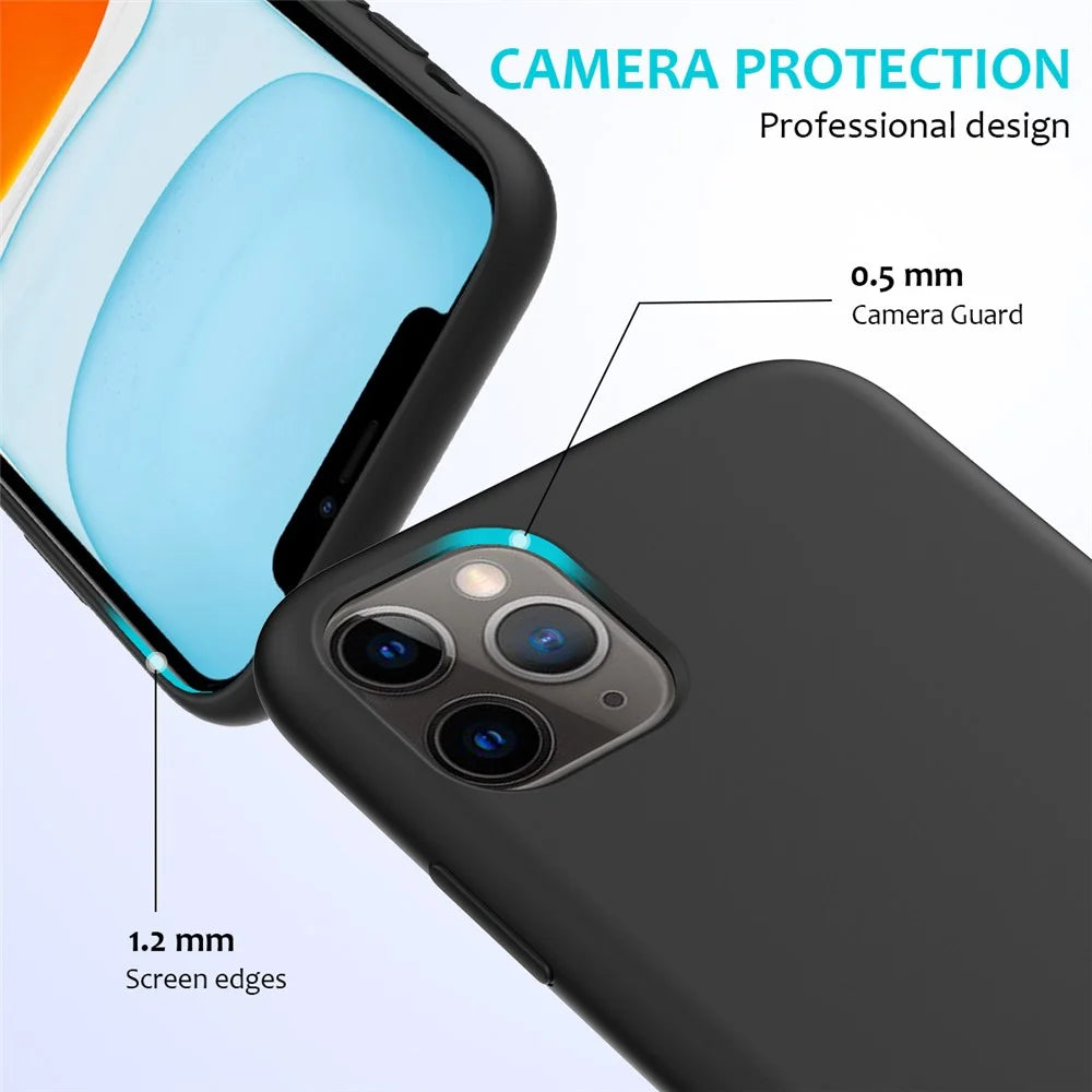 For iPhone 11 Pro 5.8 inch (2019) Soft Liquid Silicone Phone Back Shockproof Smartphone Cover - Black - 3