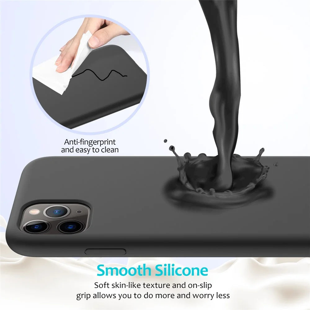 For iPhone 11 Pro 5.8 inch (2019) Soft Liquid Silicone Phone Back Shockproof Smartphone Cover - Black - 5