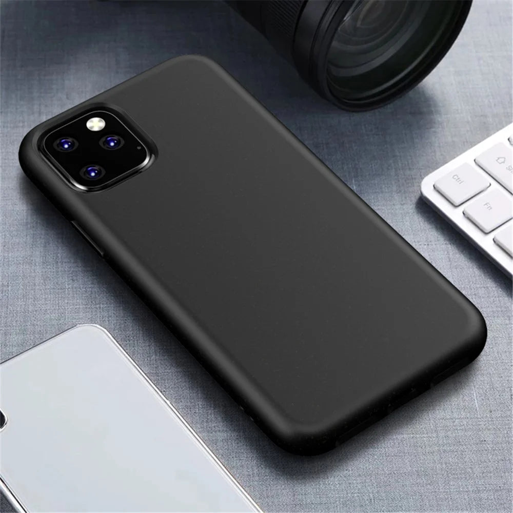 For iPhone 11 Pro 5.8 inch (2019) Frosted Starry Sky Series Matte Phone Case Eco-Friendly Degradable Wheat Straw TPU Cover - Black - 1