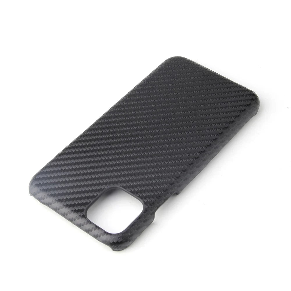 PU Leather Coated PC Hard  Cover Casing Shell for iPhone 11 6.1 inch (2019) - Black Carbon Fiber Texture - 4
