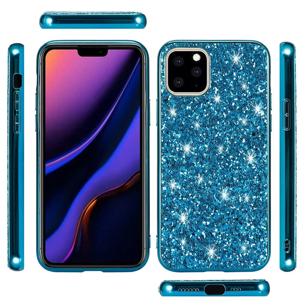 Glittering Sequins Electroplating TPU+PC Phone Shell for iPhone 11 6.1 inch (2019) - Cyan - 2