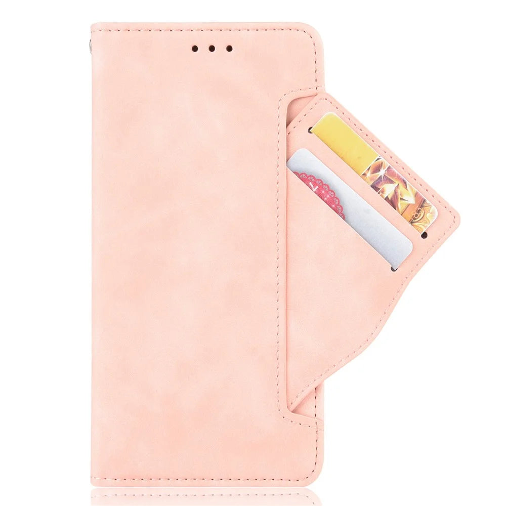 Leather Wallet Stand Phone Cover Case with Multiple Card Slots for iPhone X / XS 5.8 inch - Pink - 2