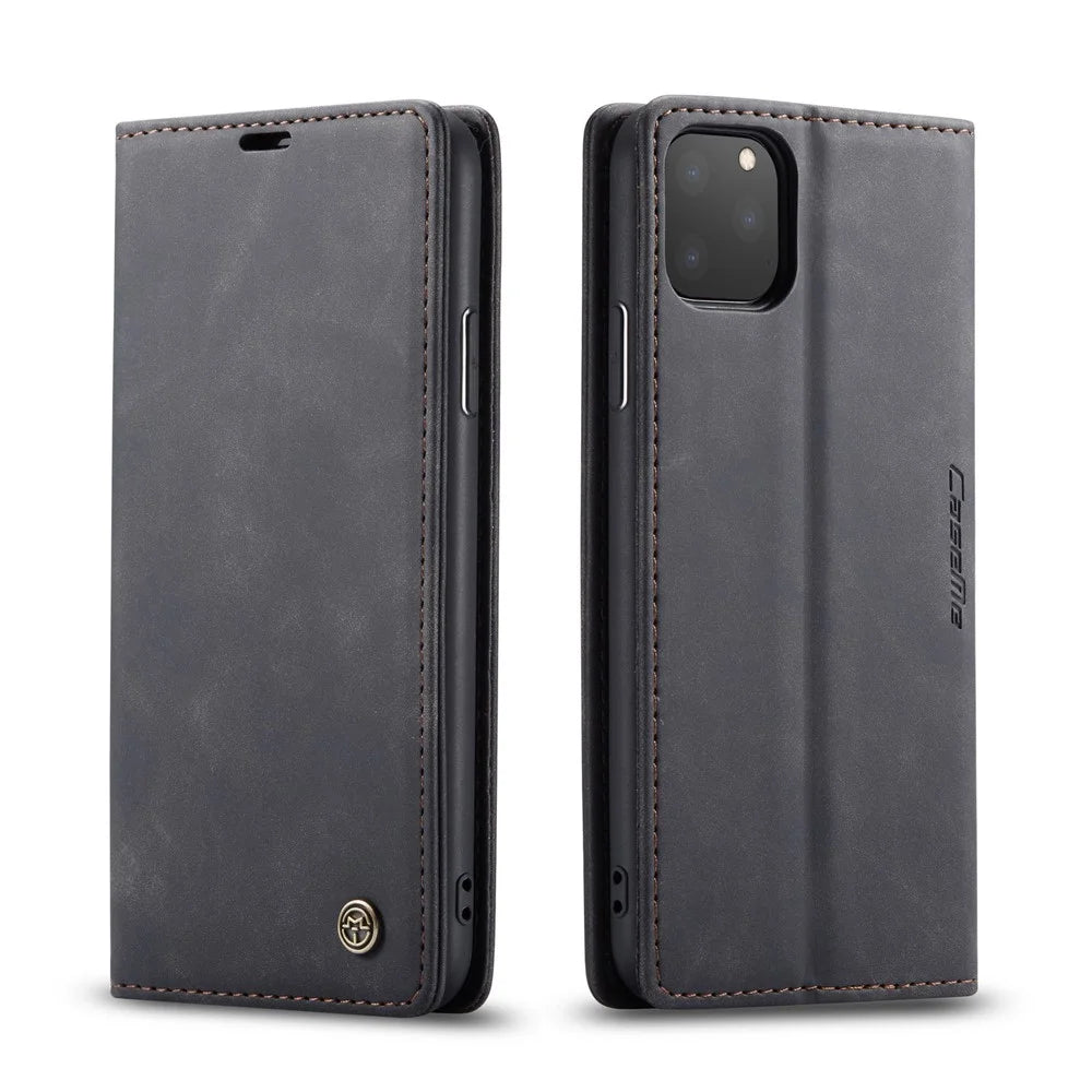 CASEME 013 Series Auto-absorbed Flip Leather Wallet Case for iPhone 11 Pro Max 6.5 inch (2019) - Black - 2