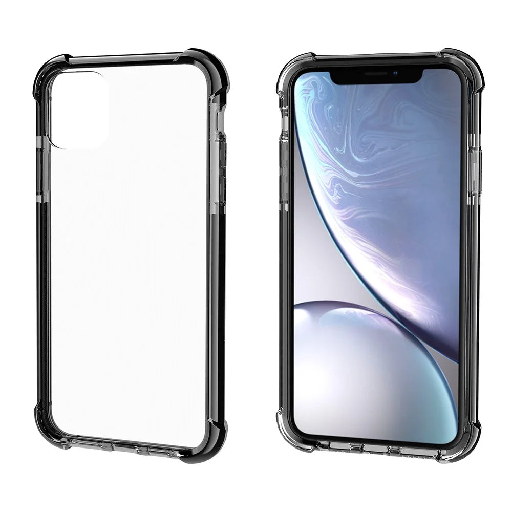 For iPhone 11 6.1 inch Clear Anti-Yellow Shock Absorption Acrylic Protective Phone Case - Black - 4
