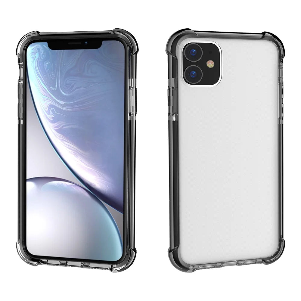 For iPhone 11 6.1 inch Clear Anti-Yellow Shock Absorption Acrylic Protective Phone Case - Black - 7
