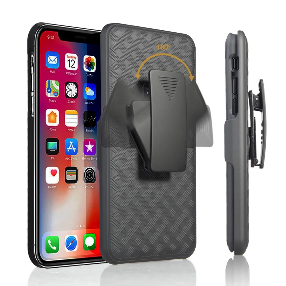 Braided Pattern Belt Clip Kickstand PC Phone Shell for iPhone 11 Pro 5.8 inch (2019) - 2