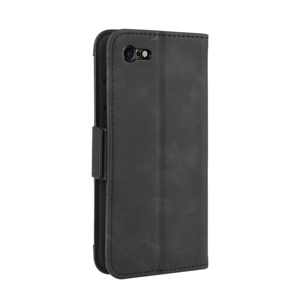 Leather Phone Cover Casing with Card Slots Protective Case for iPhone SE (2020)/SE (2022)8/7 4.7 inch - Black - 7