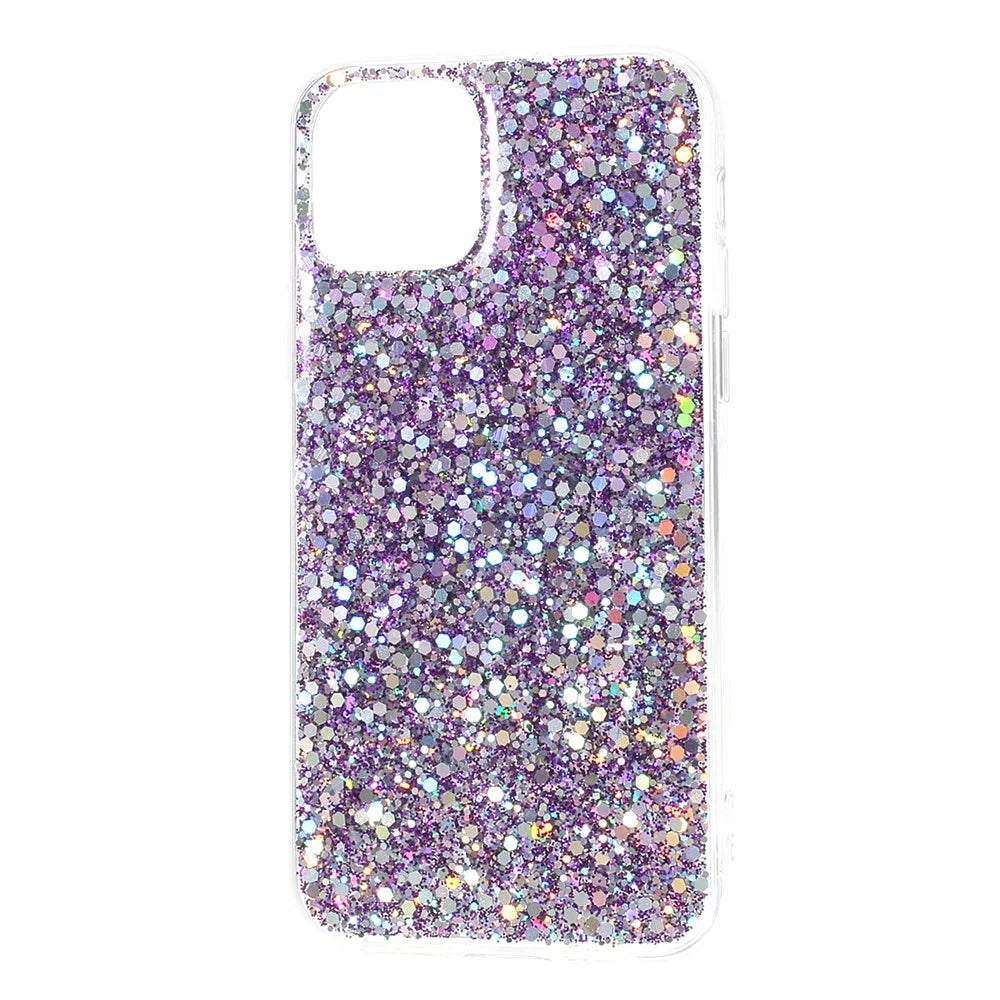 For iPhone 11 Case Powder Sequins TPU Phone Cover - Purple - 2