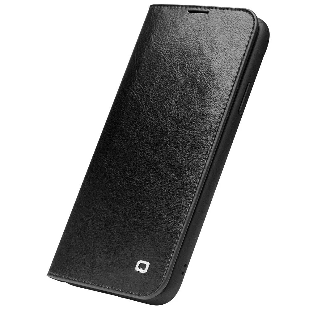 QIALINO Genuine Cowhide Leather Wallet Cover for iPhone 11 Pro 5.8 inch - Black - 5