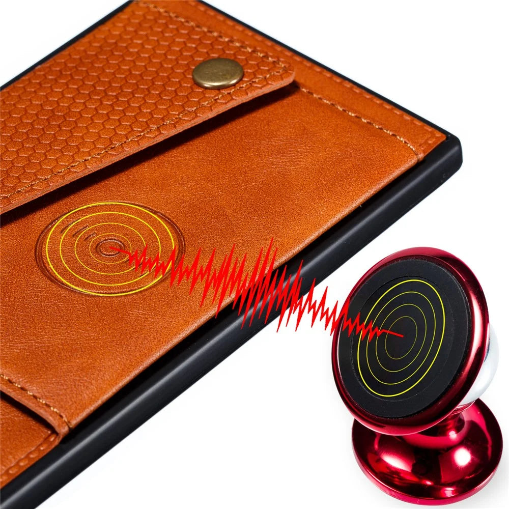 Kickstand Card Holder PU Leather Coated TPU Case for iPhone 11 6.1 inch - Brown - 7