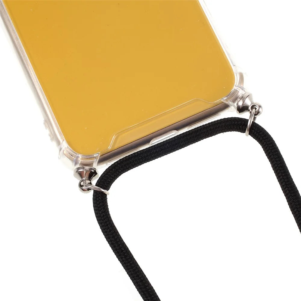 Anti-fall Glossy TPU+Acrylic with Textile Strap Phone Shell for iPhone XR 6.1 inch (2019) - All Black - 2