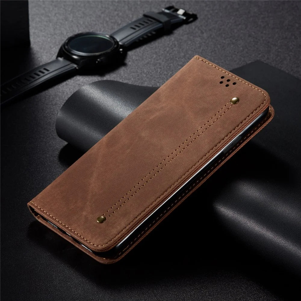 Retro Style Jeans Cloth Leather Stand Case with Card Slots for iPhone 7 4.7 inch/8 4.7 inch/SE (2020/SE (2022) - Coffee - 3