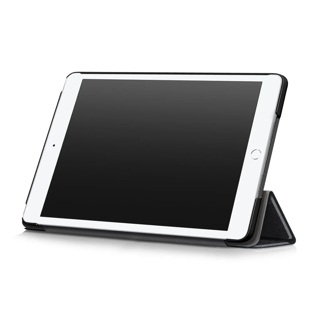 For iPad 10.2 (2021)/(2020)/(2019) Tri-fold Stand Leather Protective Tablet Cover Case - Black - 5