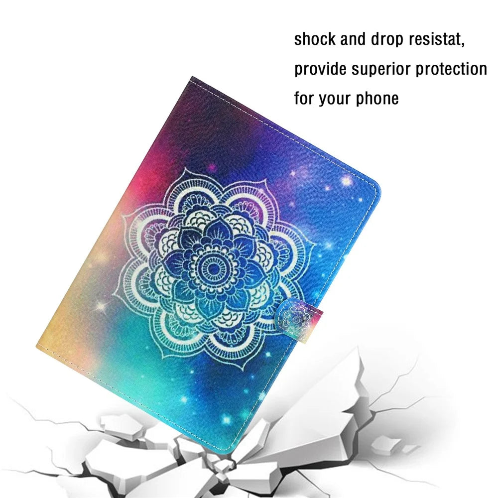 Patterned Leather Card Holder Stand Tablet Protective Casing for iPad 10.2 (2021)/(2020)/(2019) - Stars Decor Flower - 6