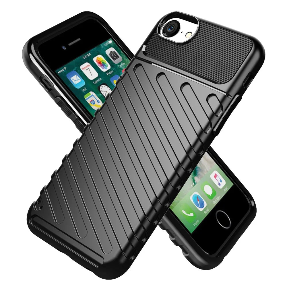Thunder Series Twill Skin Texture TPU Back Case for iPhone SE (2020) / SE (2022) / 7 / 8 4.7 inch - Black - 2