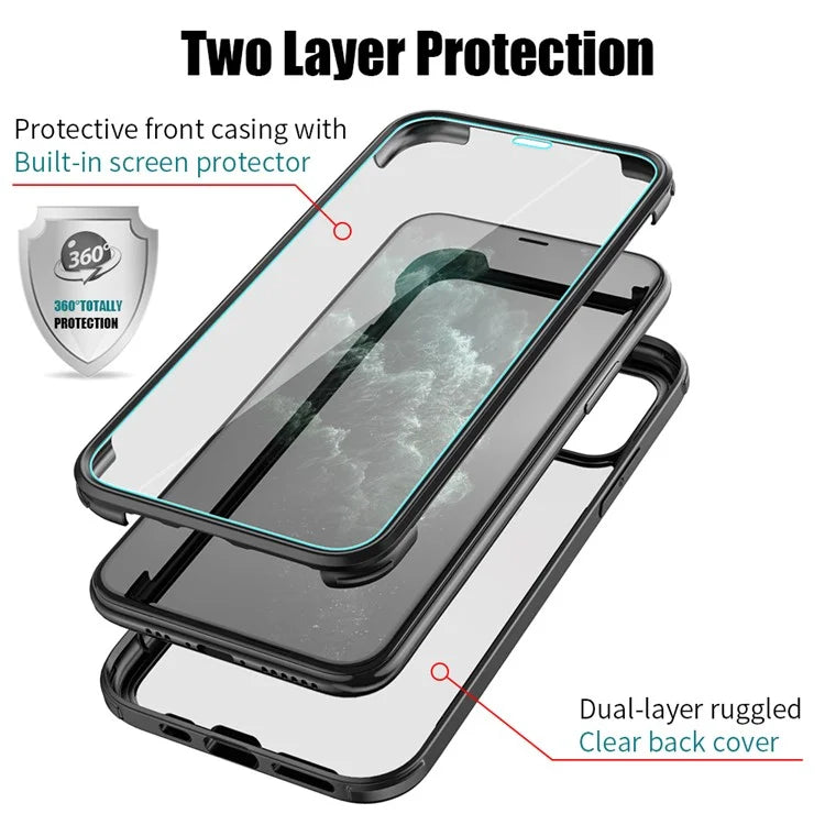 Double Sided Tempered Glass + TPU Hybrid Case for iPhone 11 Pro 5.8 inch - Black - 2
