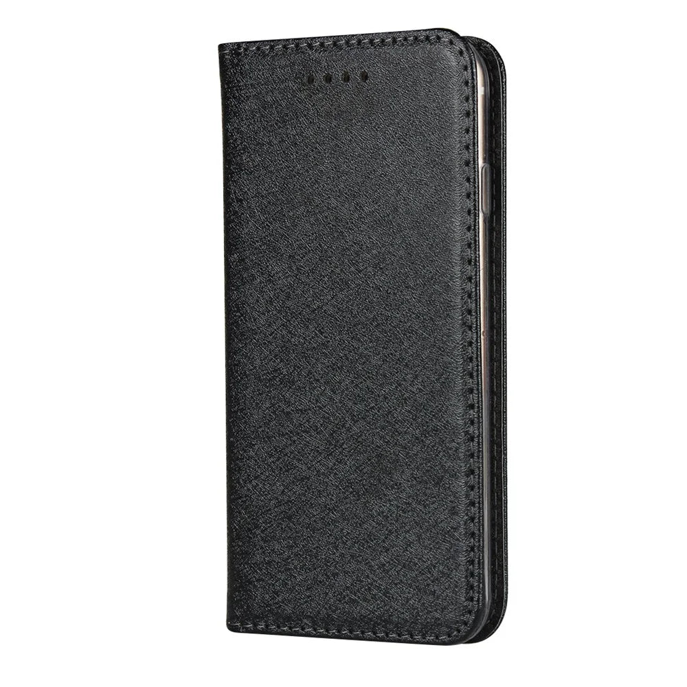 For iPhone 7 / 8 / SE (2020) / SE (2022) 4.7 inch Silk Texture Leather Wallet Stand Phone Case Cover - Black - 4