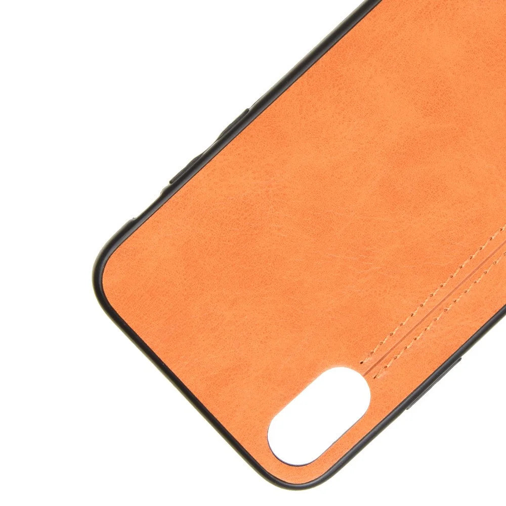 Leather Coated PC + TPU Hybrid Phone Shell Cover for iPhone XS / X 5.8-inch - Yellow - 2