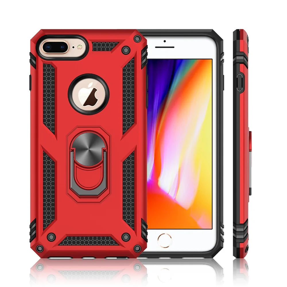 Hybrid PC TPU Kickstand Armor Style Phone Case for iPhone 6 Plus/7 Plus/8 Plus 5.5 inch - Red - 3