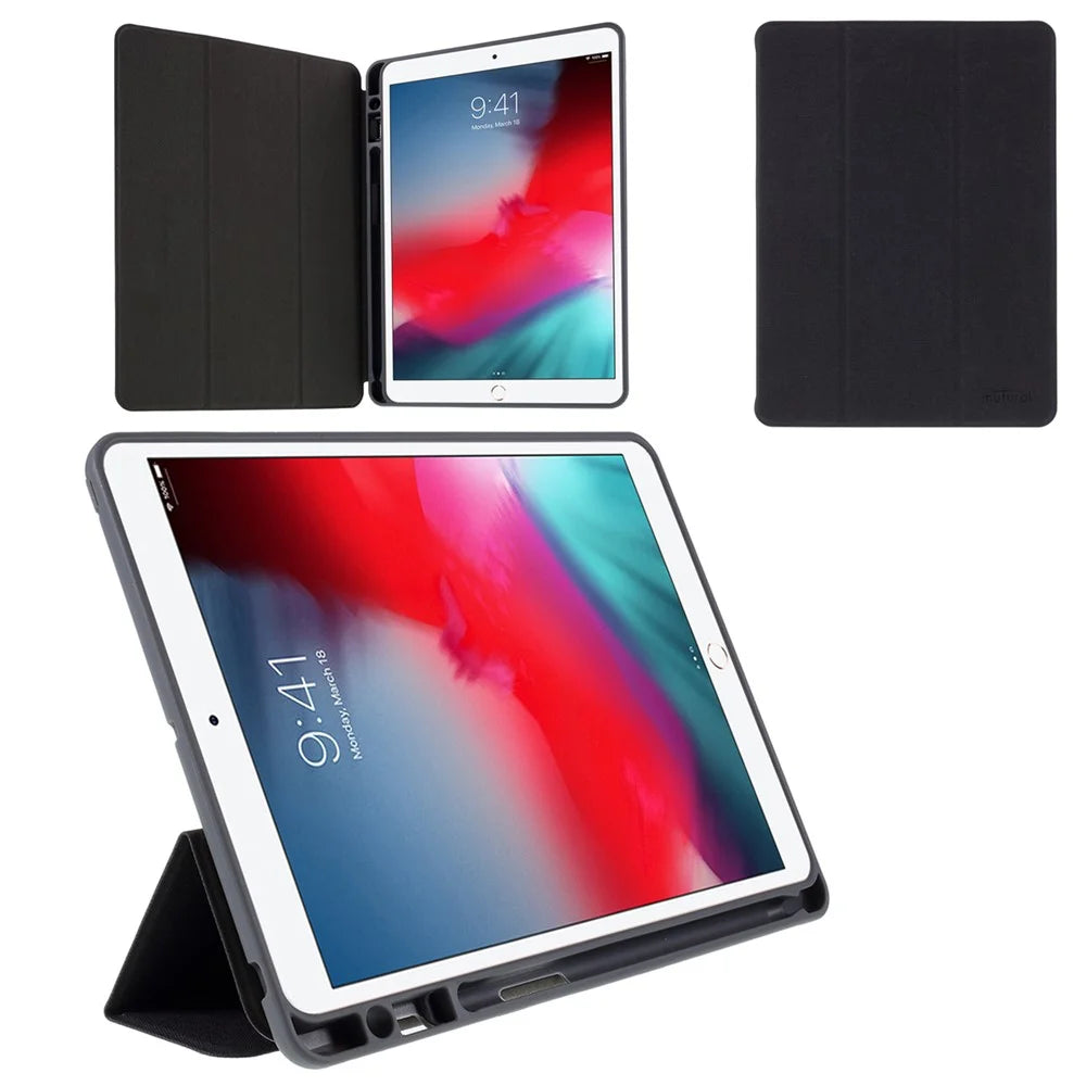 MUTURAL Auto Wake Sleep Stand Smart Leather Tablet Case for iPad 10.2 (2021)/(2020)/(2019) - Black - 1