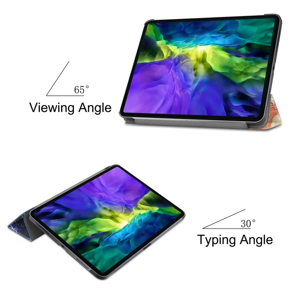 Printing Surface Tri-fold Stand Leather Smart Case for iPad Pro 11-inch (2022) / (2021) / (2020) / (2018) Tablet Cover - Painting Galaxy - 3