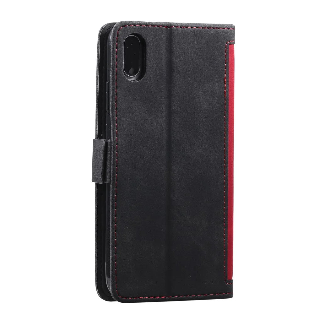 Vintage Splicing Style Wallet Stand Leather Case for iPhone XR 6.1 inch -  Red - 5