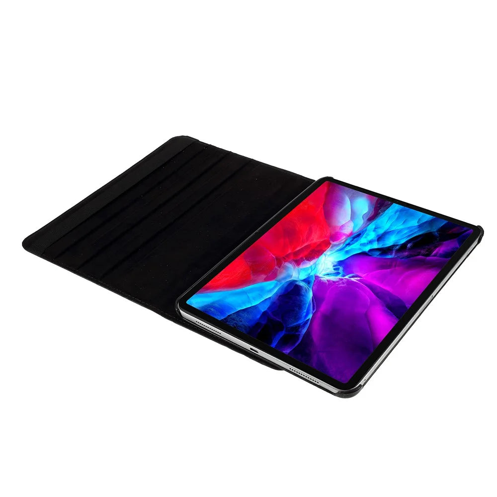 Litchi Skin Leather Case Cover with 360 Rotating Stand for iPad Pro 12.9 (2022) (2021) (2020) (2018) - Black - 2