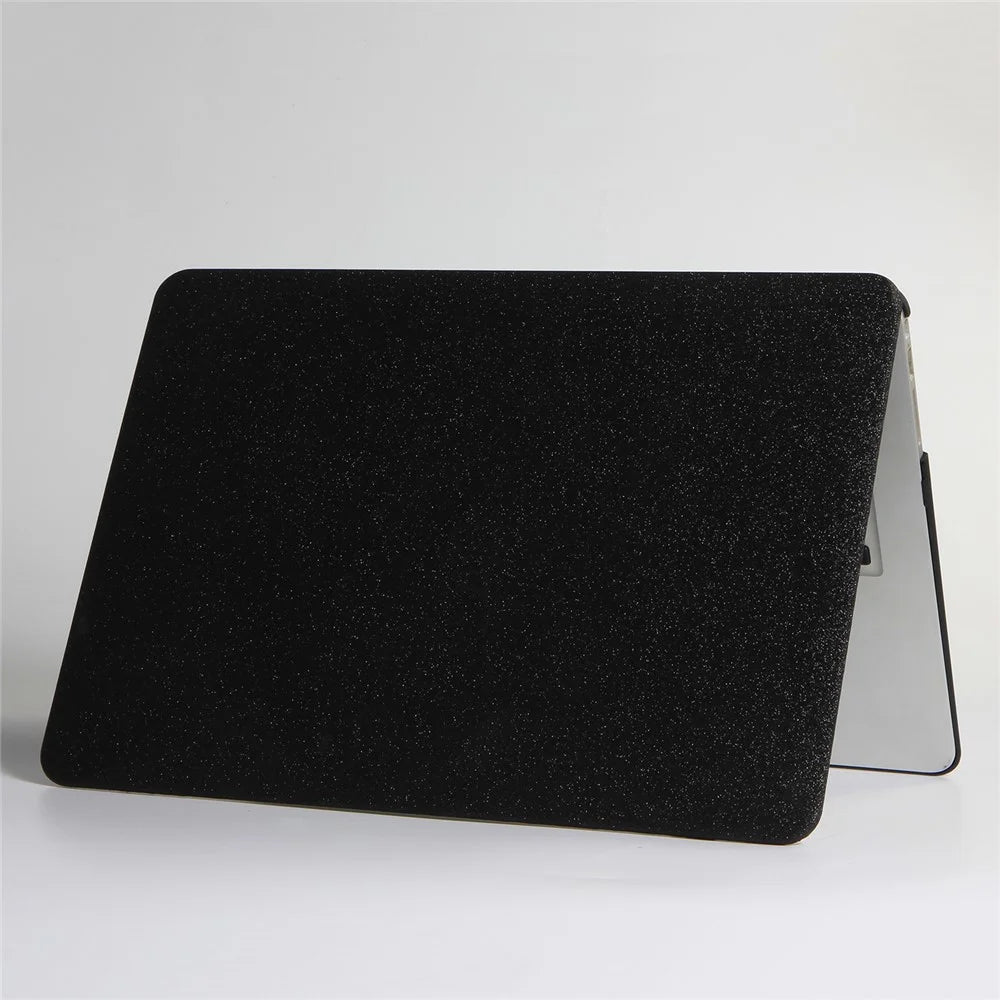 Glittery Surface Matte PU Leather Laptop Case for MacBook Air 13.3" Retina Display A2179 (2020)/ 13.3 inch (2018) A1932 - Black - 1