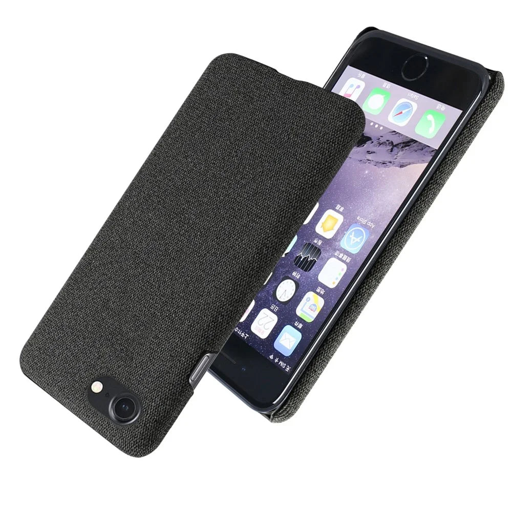 Cloth Texture Hard Plastic Case for iPhone SE (2020) / SE (2022) / 7 / 8 4.7 inch - Black - 2