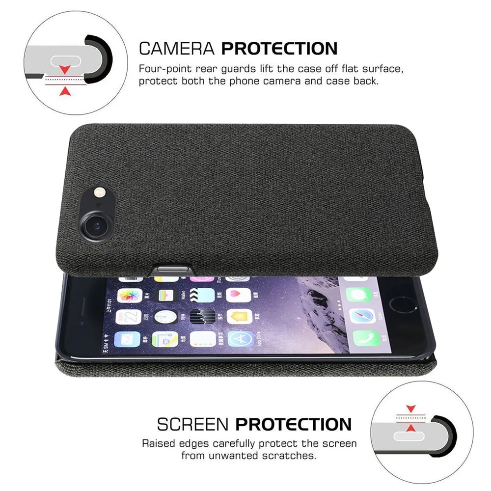 Cloth Texture Hard Plastic Case for iPhone SE (2020) / SE (2022) / 7 / 8 4.7 inch - Black - 5