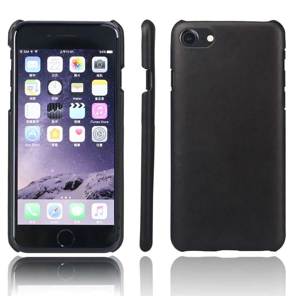 Crazy Horse PU Leather Coated Hard PC Case for iPhone SE (2020) / SE (2022) / 7 / 8 4.7 inch - Black - 1