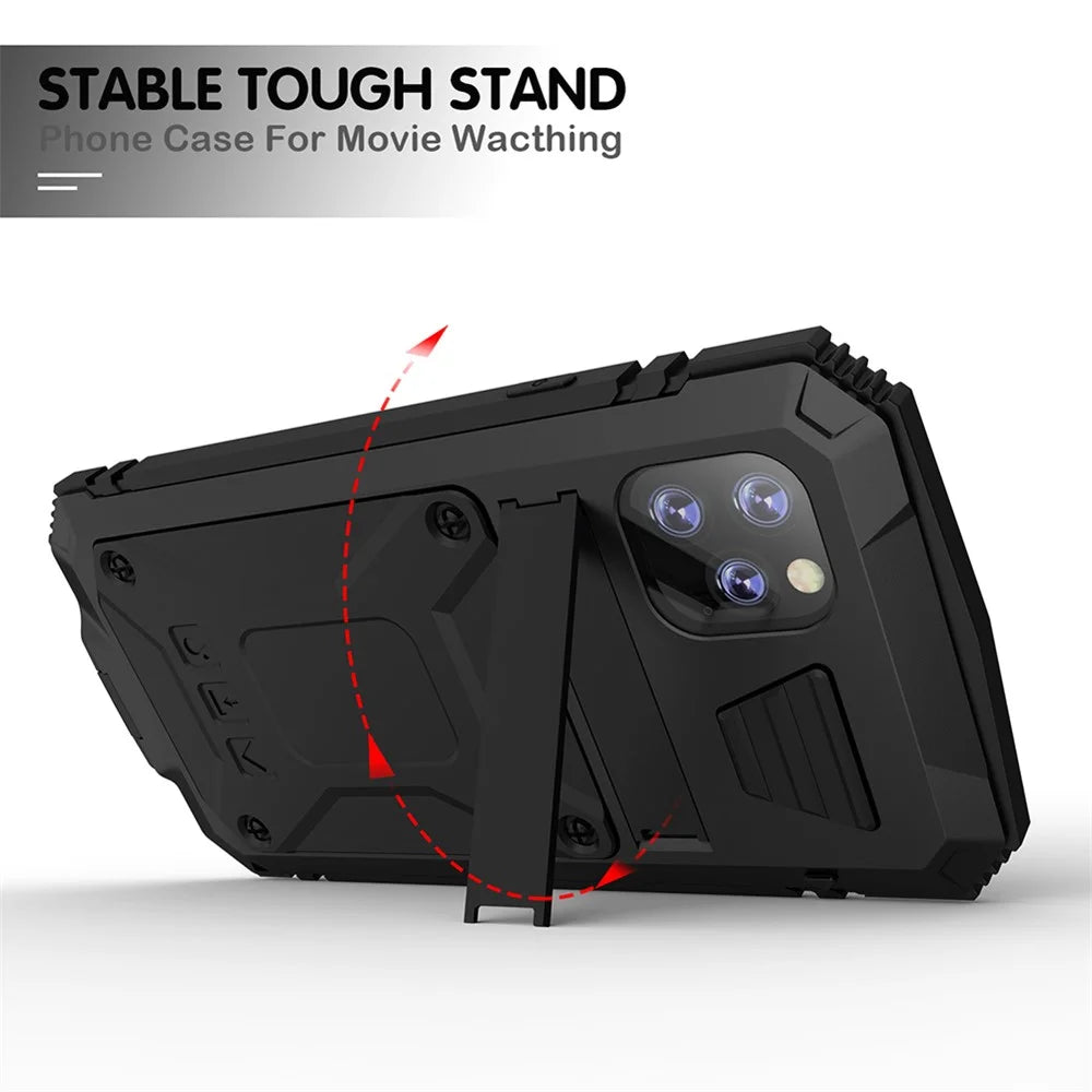 R-JUST Shockproof Dustproof Waterproof 360° Protective Case with Kickstand for iPhone 11 Pro Max 6.5 inch - Black - 2