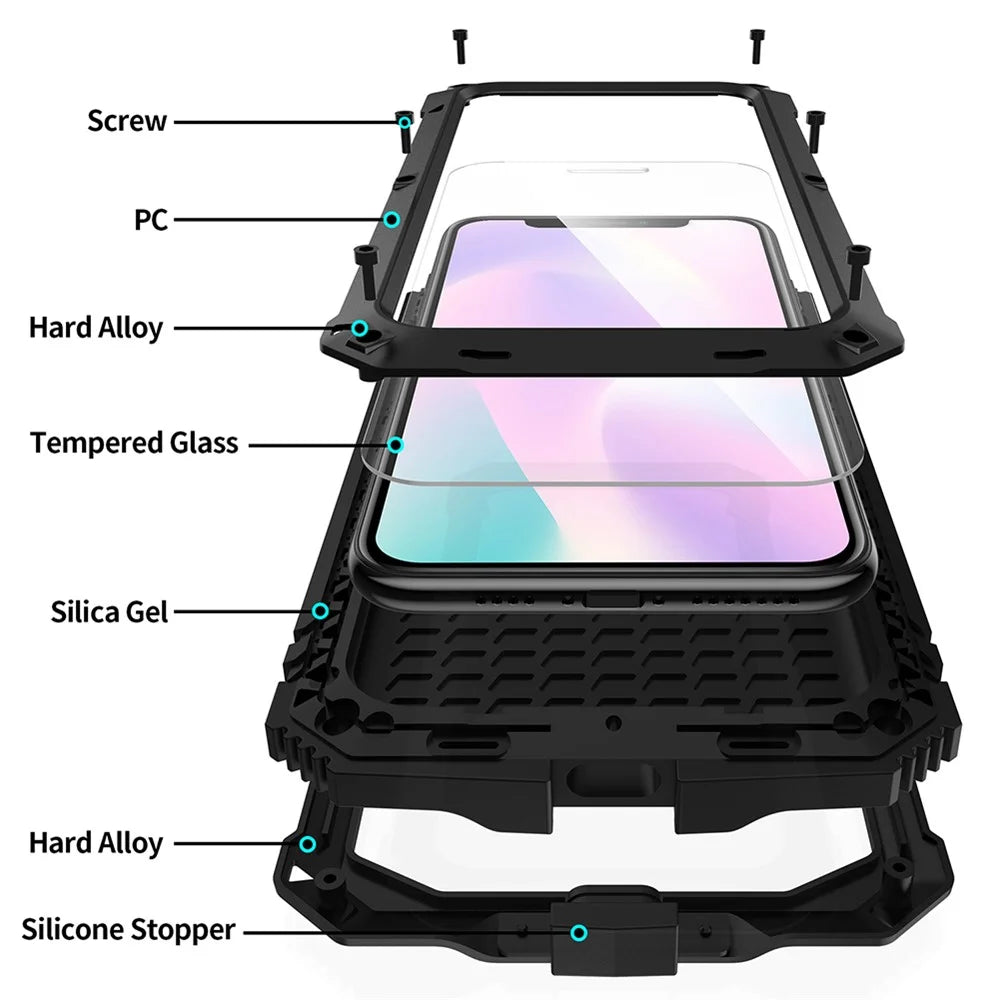 R-JUST Shockproof Dustproof Waterproof 360° Protective Case with Kickstand for iPhone 11 Pro Max 6.5 inch - Black - 3