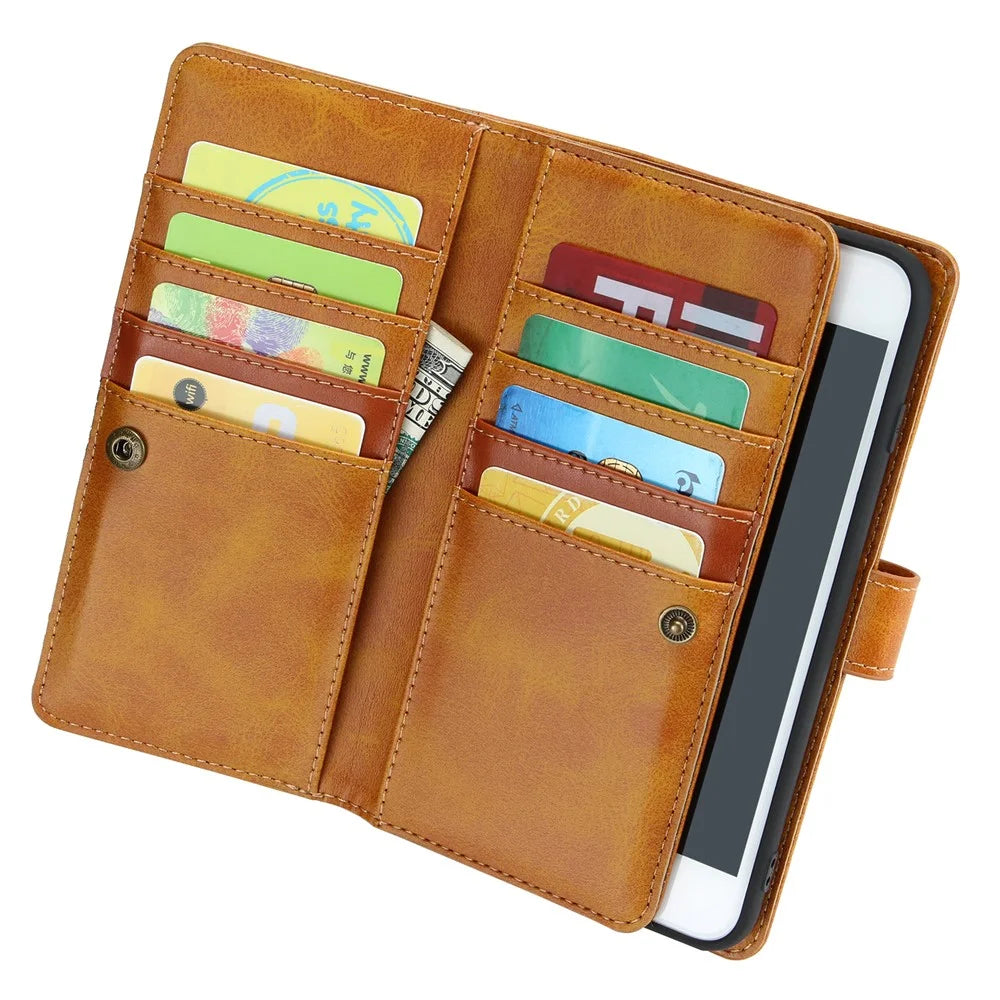 Shockproof Split Leather Phone Cover Cellphone Protection Case With Multiple Card Slots for iPhone 8 / 7 / SE (2022)/SE (2020) - Brown - 5