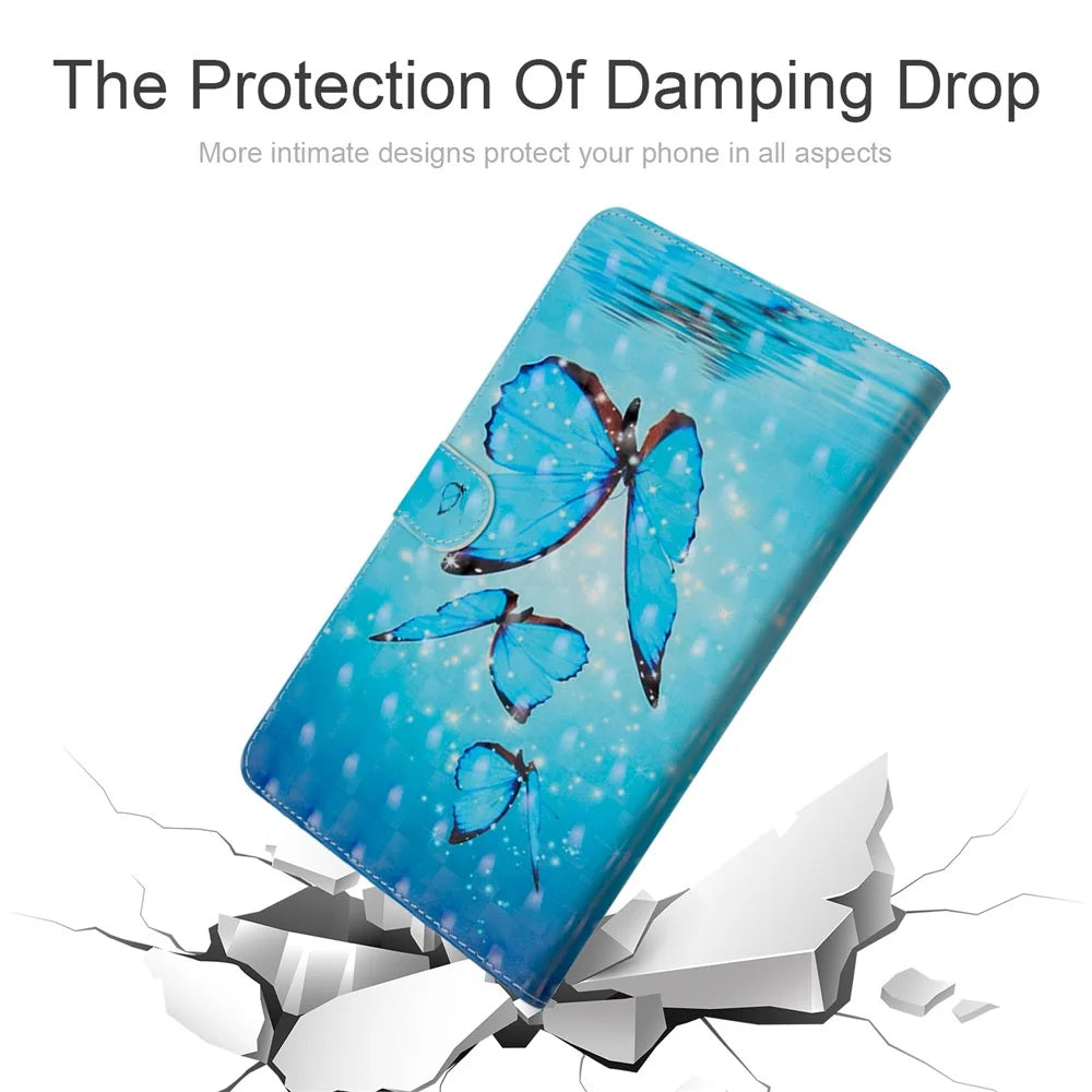 For iPad Pro 11-inch (2022) / (2021) / (2020) Light Spot Decor Pattern Printing Leather Tablet Case - Blue Butterflies - 4