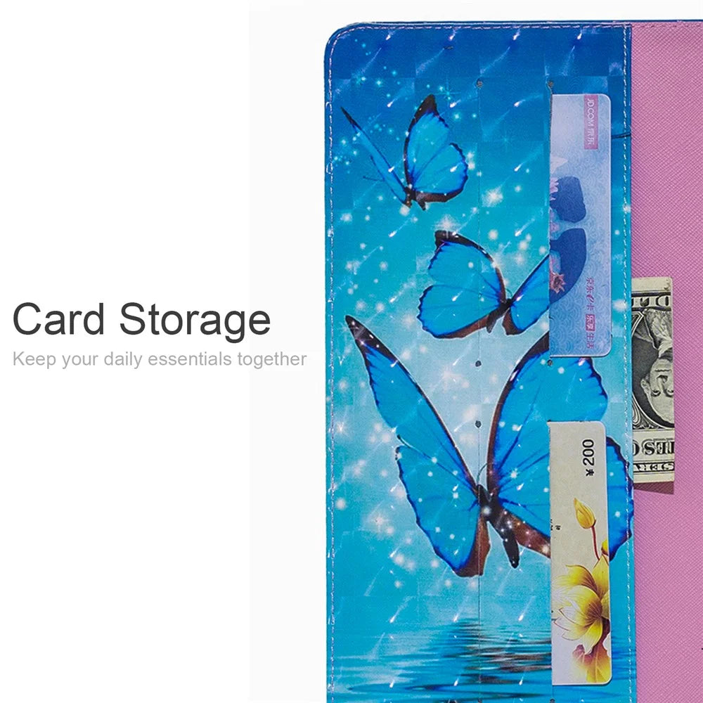 For iPad Pro 11-inch (2022) / (2021) / (2020) Light Spot Decor Pattern Printing Leather Tablet Case - Blue Butterflies - 6