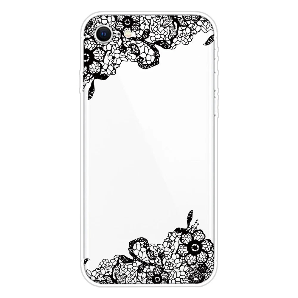 Pattern Printing TPU Soft Phone Cover for iPhone SE (2022)/SE (2020)/8/7 4.7 inch - Lace Flower - 1