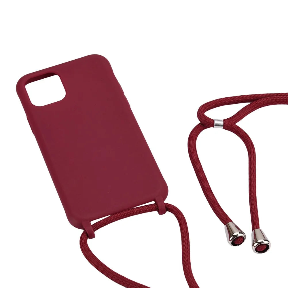 Soft TPU Case Phone Case with Multi-function Strap for iPhone 11 6.1-inch Integral Molding Design - Red - 2