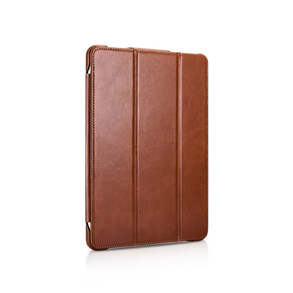 ICARER Retro Tri-Fold Genuine Leather Smart Case Shell for iPad Air 13 (2026) / (2025) / (2024) / Pro 12.9 (2022) / (2021) / (2020) / (2018) - Brown - 2
