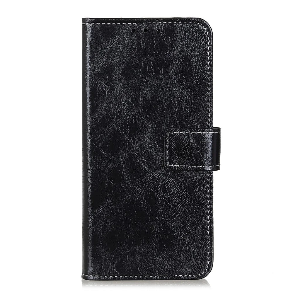 Crazy Horse Skin Leather Unique Case for iPhone 12 mini - Black - 4